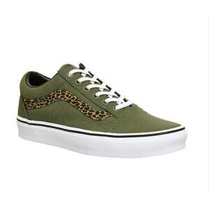 Vans Old Skool Leopard Army Green sneakers size 6.5
